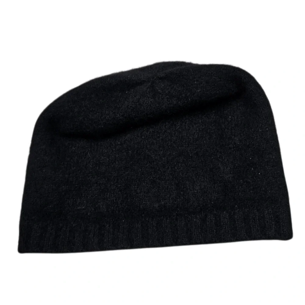 The Cashmere Project Beanie Women OS Black 100% Cashmere XO Knit Hat Winter Chic
